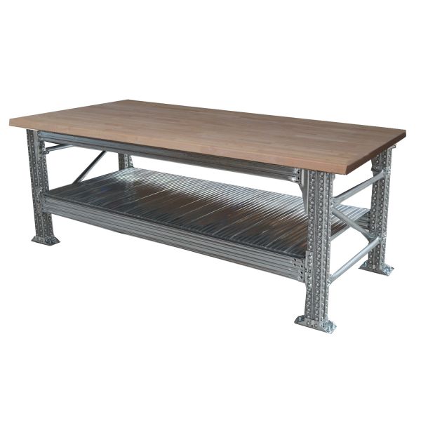 Werkbank type456 H921xD800xL1200  incl. ecolwood bovenblad (30 mm) plus 1 legbord.