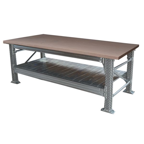Werkbank type456 H931XD600XL1500 incl. beuken multiplex bovenblad (40 mm) plus 1 legbord