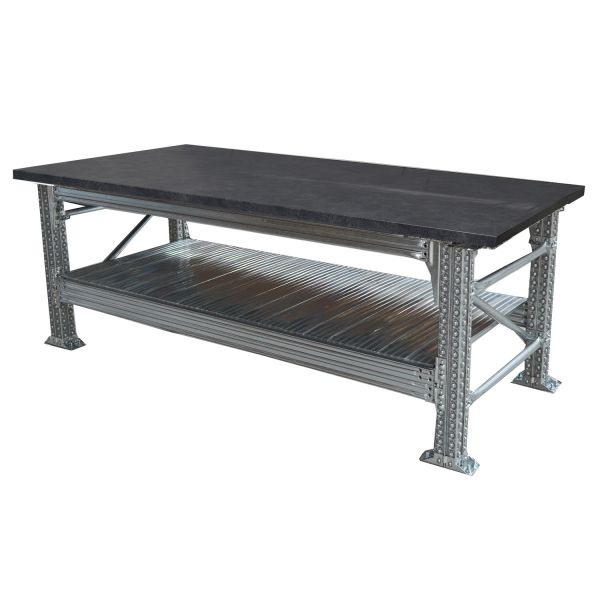 Werkbank type456 H931xD800xL1200 incl. grijs anthraciet bovenblad (40 mm) plus 1 legbord.