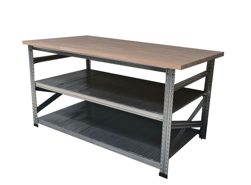 Werktafel type123 H925xD600xL1100 met ecolwood werkblad 30 mm plus 2 legborden