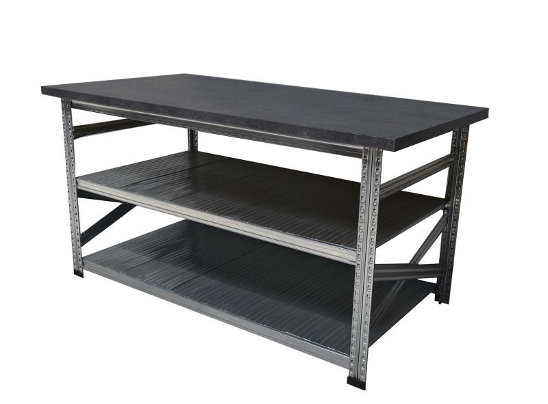 Werktafel type123 H926xD600xL1400 met anthraciet grijs werkblad 40 mm met 2 legborden