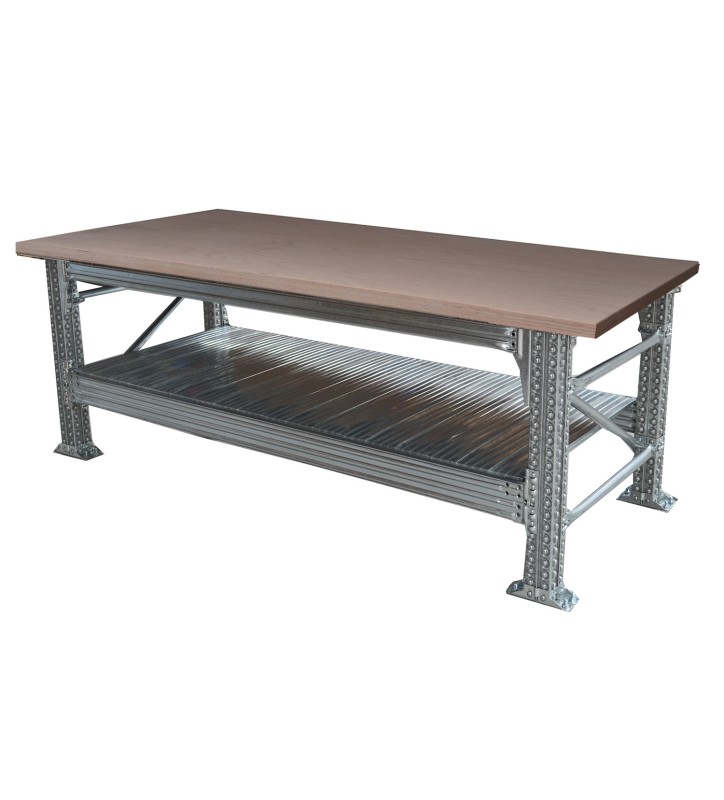 Werkbank type456 H931XD600XL1800 incl. beuken multiplex bovenblad (40 mm) plus 1 legbord
