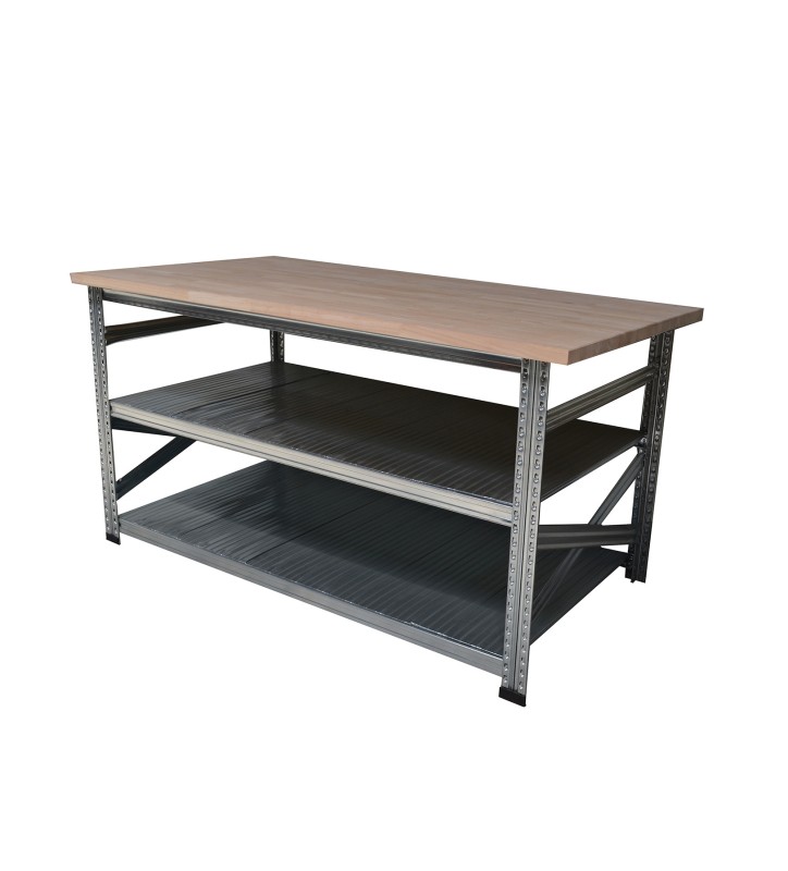 Werktafel type123 H925xD600xL1100 met ecolwood werkblad 30 mm plus 2 legborden